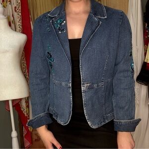 Y2K Ami Blue Embroidered Jean Jacket